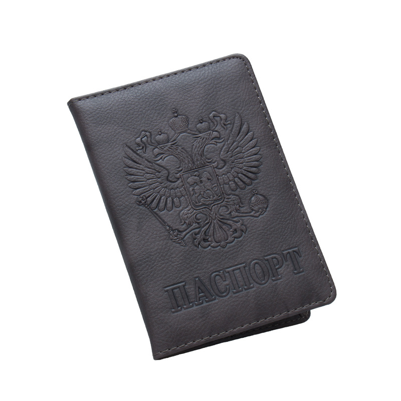 Russian Passport Cover Women Passport Case Men Travel Passport Holder Leather Credit Card Holder ID&Document Card Case: Coffee A