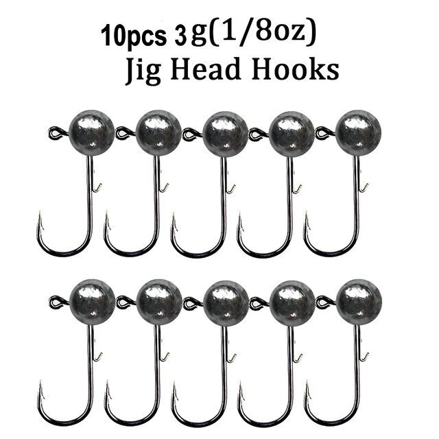 Hameçon de pêche à tête plombée pour ver mou, crochet de pêche à tête plombée, 2g 3g 5g 7g 10g 15g 20g, 5 pièces/10 pièces: 10pcs 3g fishhook