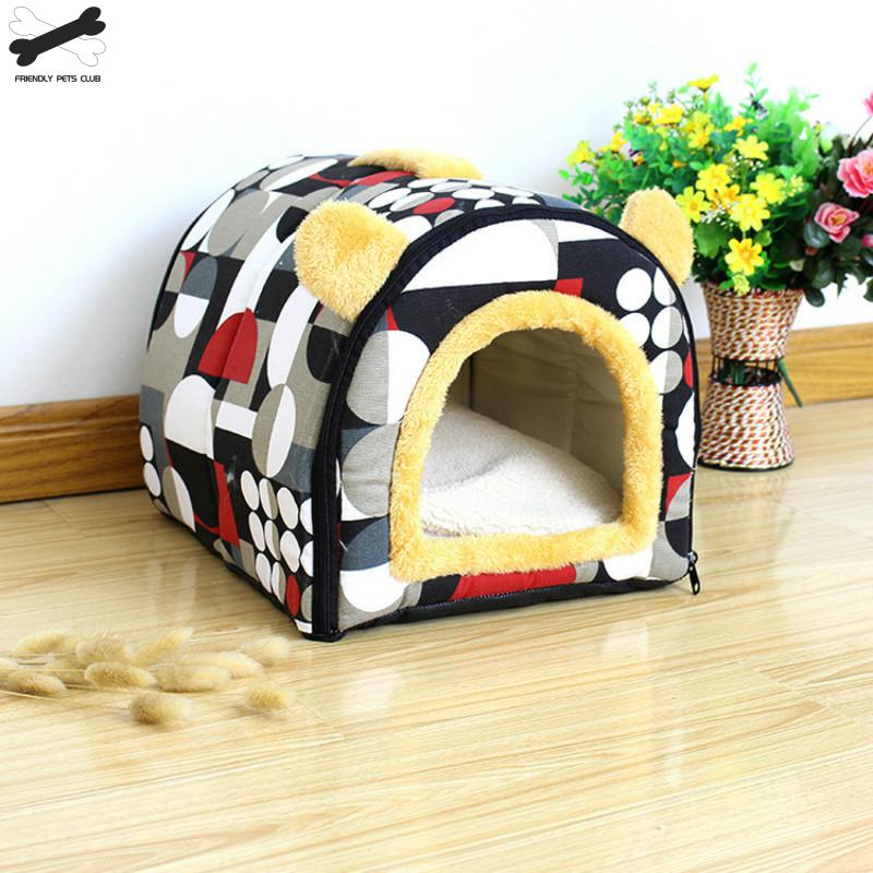 Confortable chat grotte belle Bow chiot hiver lit maison chenil polaire doux nid pour petit moyen chien maison pour chat