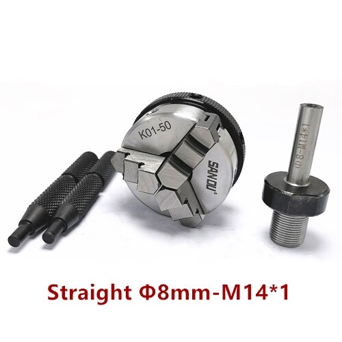 Sanou K01-50 chuck 50mm 2" LATHE Chuck three Jaw Manual mini Self-Centering Chuck Connecting rod Connector for CNC M14 adapter: K01-50 8mm straight