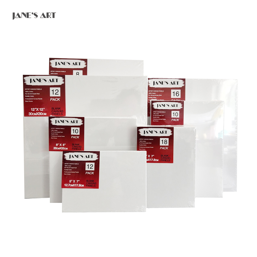 Oil Draw Board 12Pc Artist Stretched Canvas Panel 12"x12"(30x30Cm) Painting Canvas11"x14"(25x35cm)
