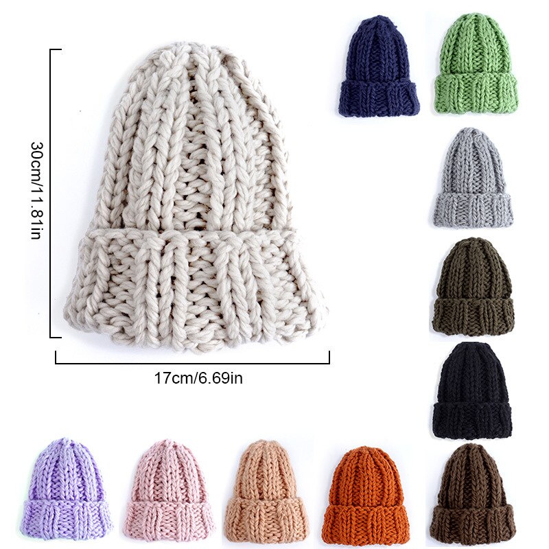 Bonnet tricoté pour femme, épais, doux, , gros Bonnet tricoté, solide, Ski de glace, Skullies, Bonnet
