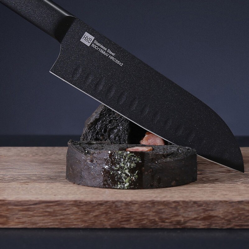 Original 2 pièces Xiaomi Huohou couteau de cuisine en acier inoxydable couteaux ensemble de cuisine 7 pouces matériel 50Cr15MoV HRC 55 pour la famille intelligente