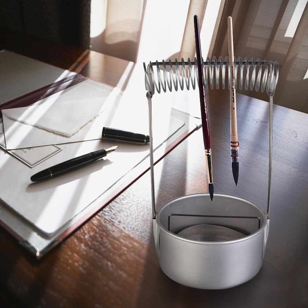 Di Vernice in Acciaio Inox Rondella Pennello più pulito con Schermo e Supporto di Primavera della Penna Della Spazzola Titolari di Scuola Cancelleria Prodotti E Attrezzature per Pittura