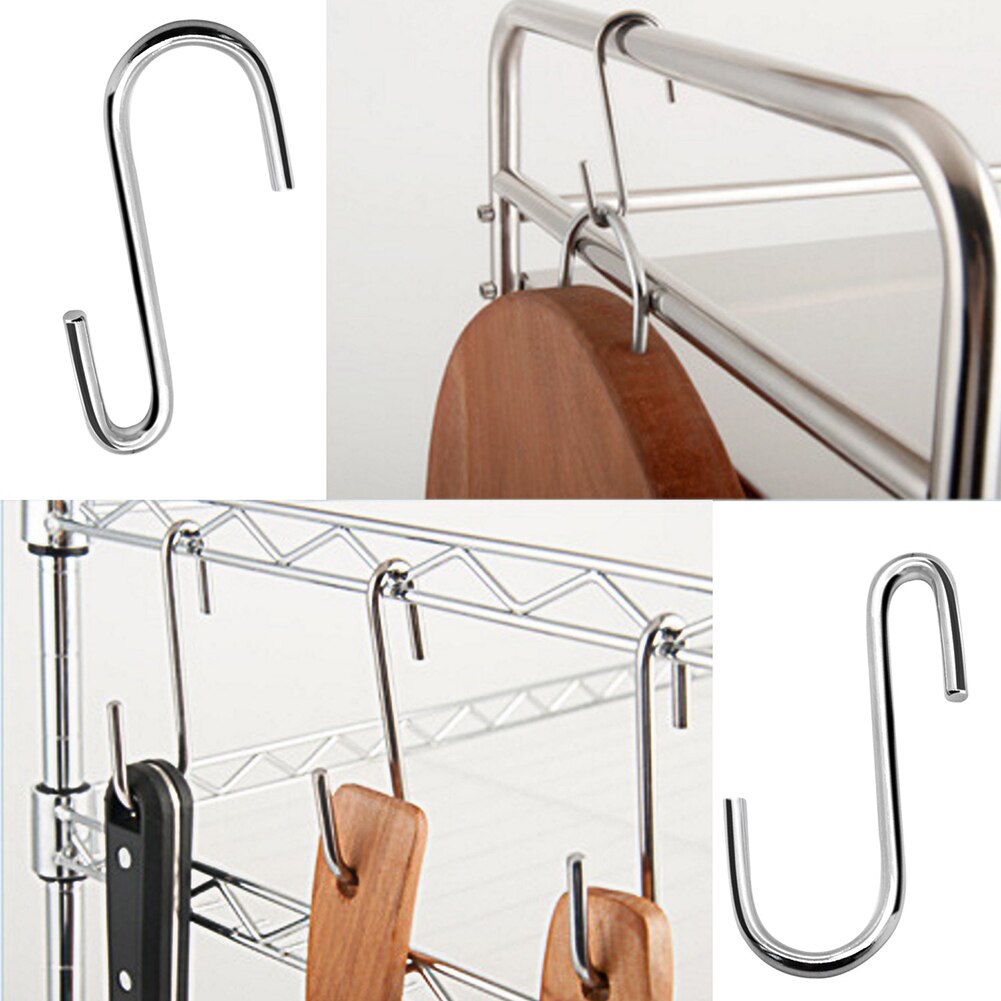 4/8Pcs Crochets en forme de S En Acier Inoxydable Crochets Suspendus Cuisine Salle De Bain Suspendu Cintre Porte-Organisateur De Stockage De Vêtements de Ménage