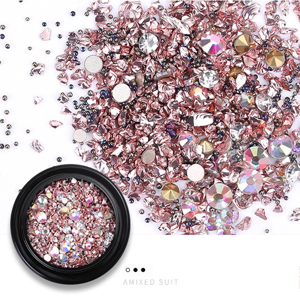 Nail art smykker luksus mine sort mikro bor hybrid sort knækket bor net rød 3d diamant krystal sand negle art dekoration: B -03
