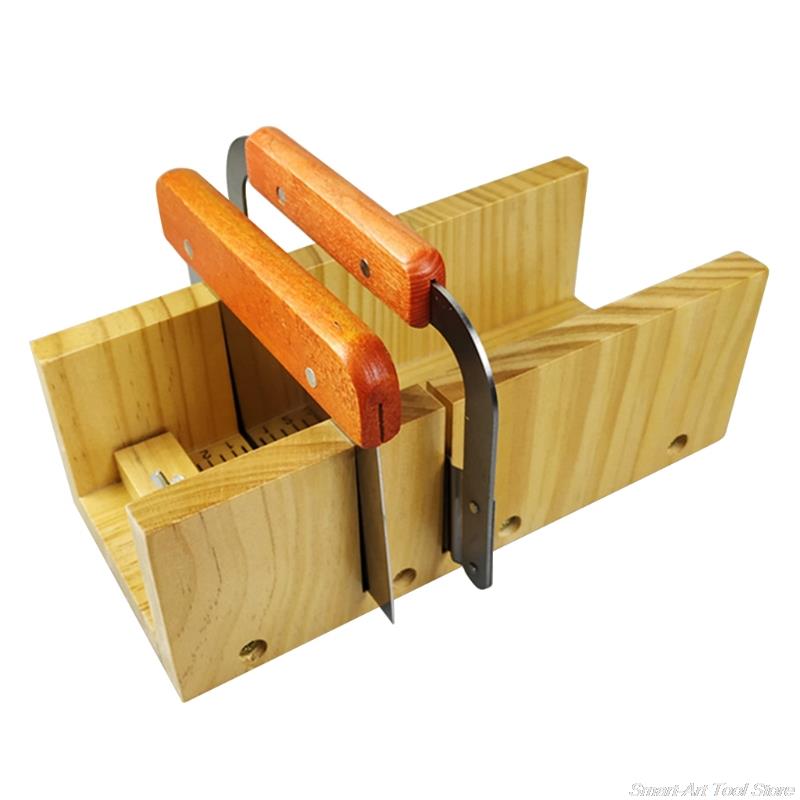 Houten Zeep Loaf Cutter Mold En Zeep Cutter Set Rechthoek Siliconen Mal Met Houten Doos Rechte En Golvende Zeep Cutter: D