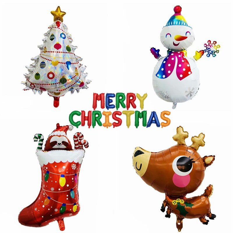 God jul brev aluminiumsfolie ballon jul tegneserie form snemand elg ballon juletræ dekoration
