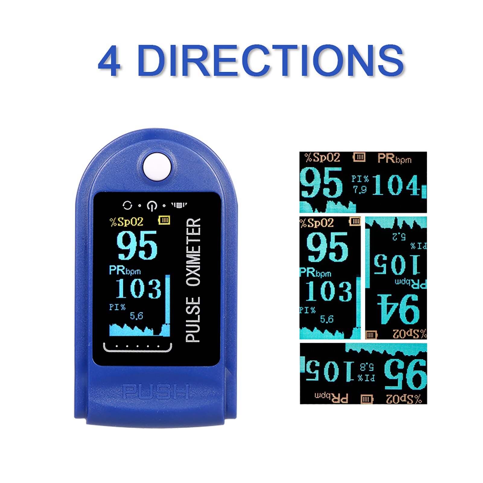 Fingertip Pulse Oximeter Digital TFT Display Blood Oxygen Sensor Saturation Mini SpO2 Monitor PR Pulse Rate for Healthy Care: TYPE 2