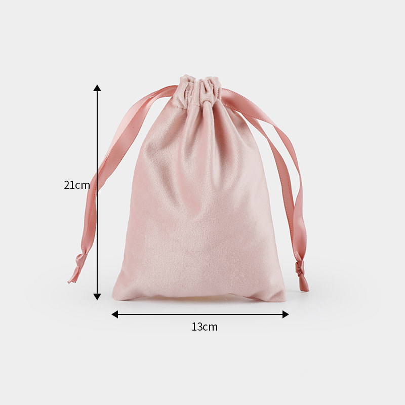 10 Pcs/Lot Christams Package Flannel Bags with Satin Drawstring Wedding Party Soft Fabric Velvet Pouch Dustbag: pink 13x21cm