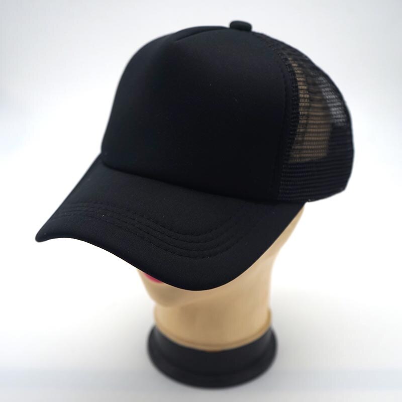 Enkel sommerhette fast bomulls Mos lokk snapback hatt unisex sol lokk trucker lokk: Svart