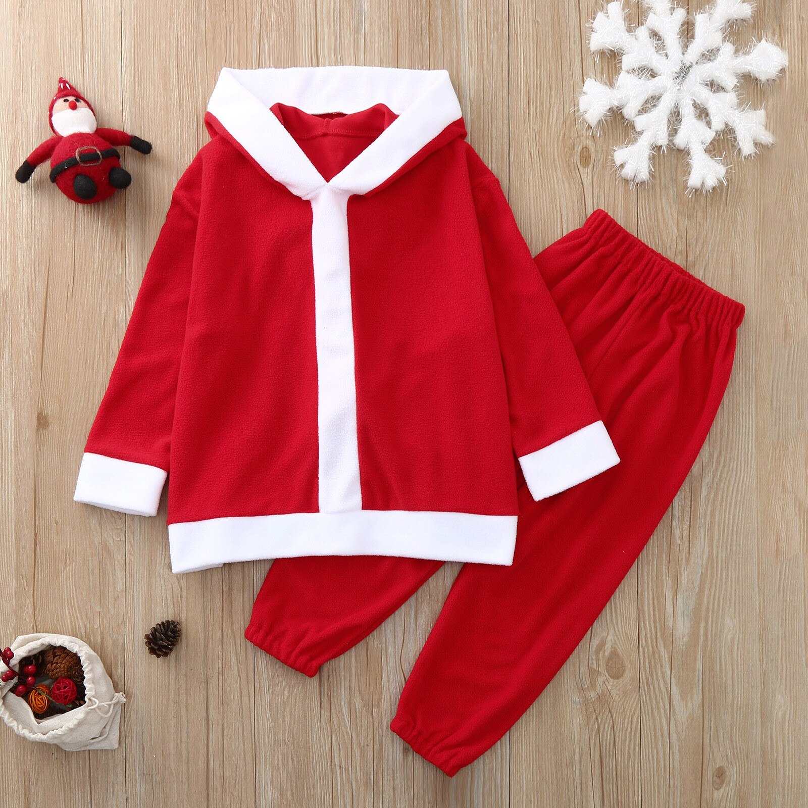 Enfant en bas âge bébé filles noël sweat à capuche polaire hauts + pantalon pyjamas vêtements de nuit tenues fille hiver combinaison vêtements