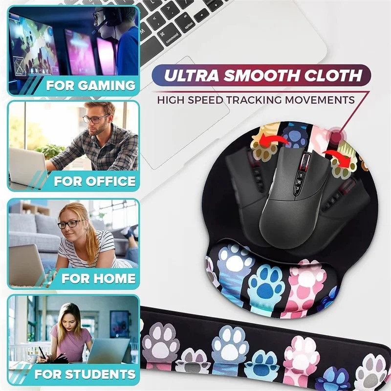 Mouse Anti-slip Pad Wrist Support Protection Cat Pattern Memory Foam Recoverable Computer Peripherals Office Supplies
