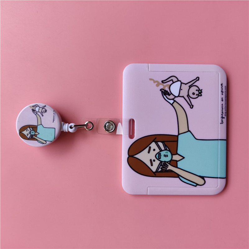 Doctor Nurse Cute Name ID Badge Holder Hard Case with Neck Lanyard Bus Card Holder Keychain Strip Set for Nurse Name Card Case: Yellow / Gold