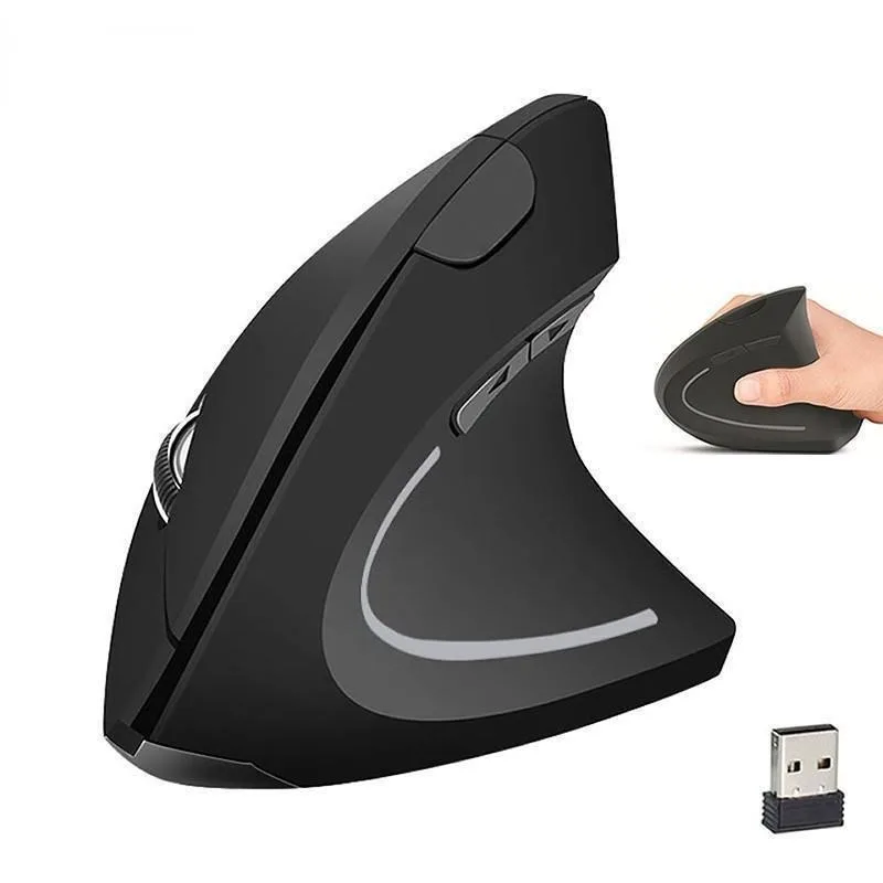 Trådløs mus vertikal spillmus usb datamus ergonomisk stasjonær oppreist mus 1600 dpi for pc bærbar pc kontor hjemme
