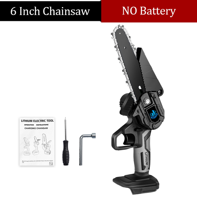 6 Inch Electric Saw 1200W 4000RPM Mini Cordless Garden Logging Chainsaw For Makita 18V Battery Woodworking Cutting Power Tool: Black-Electric Saw