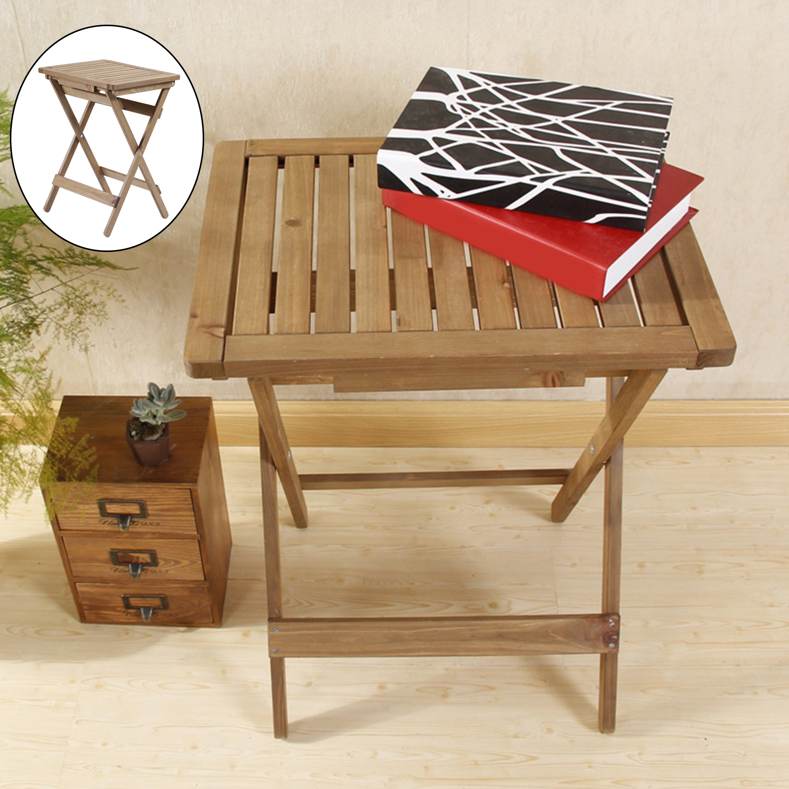 Natural Folding Table Storage Rack Furniture Workstations TV Tray Bedside Table for Coffee Dinner Snack Home