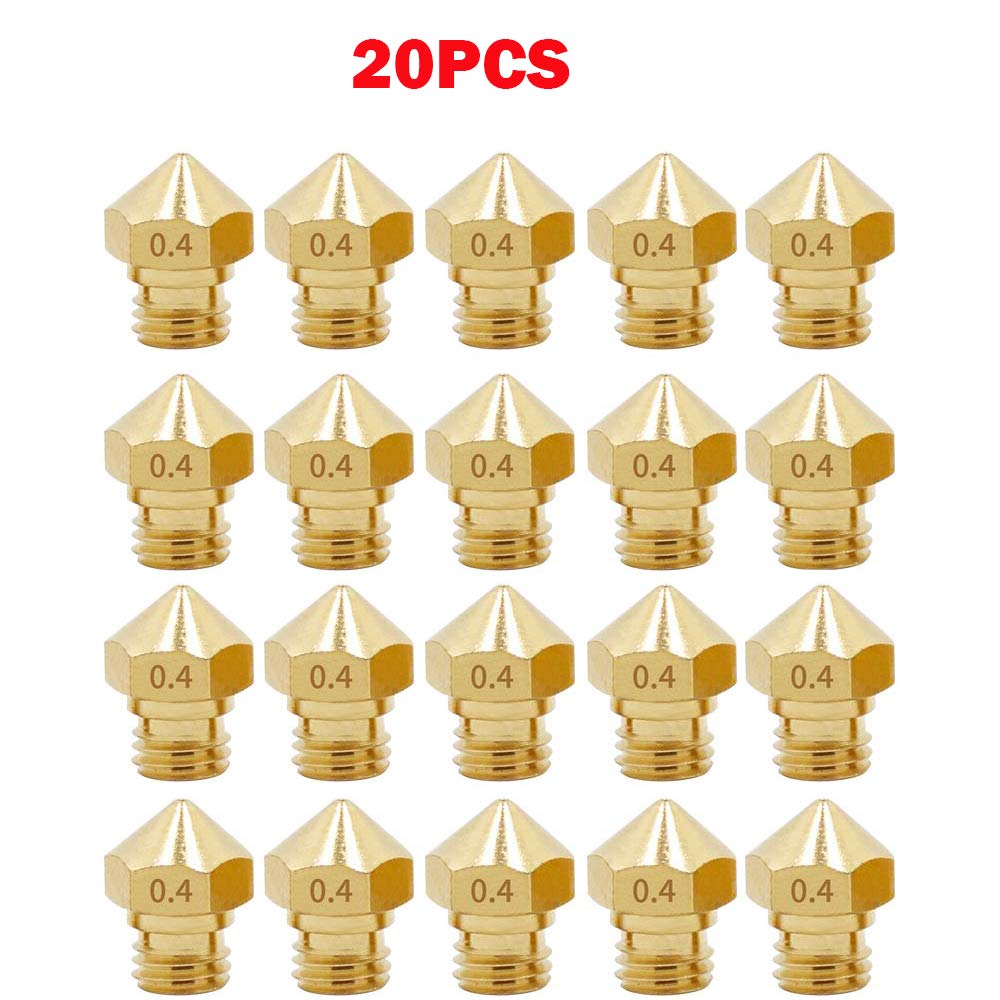 MK10 M7 Nozzle Voor 3D Printer, 20 Stuks Messing Extruder Hoofd Hotend Nozzles 0.4 Mm, fit 1.75 Mm Filament Wanhao Dupicator D4/I3/Dremel