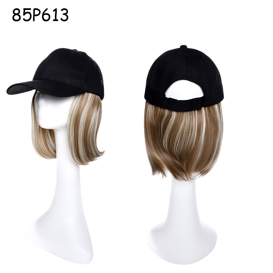 Benehair Afneembare Korte Rechte Bob Haar Zwarte Baseball Cap Haar Pruik Synthetische Pruik Cap Haar Hittebestendige Vezel Outdoor: 85P613