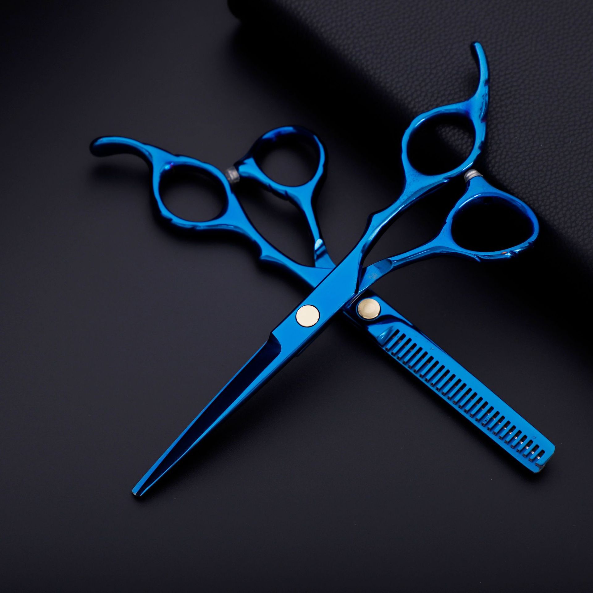 YBLNTEK-tijeras de peluquería de 6 pulgadas, herramienta de estilismo de salón de belleza, de acero inoxidable: 2PCS Blue