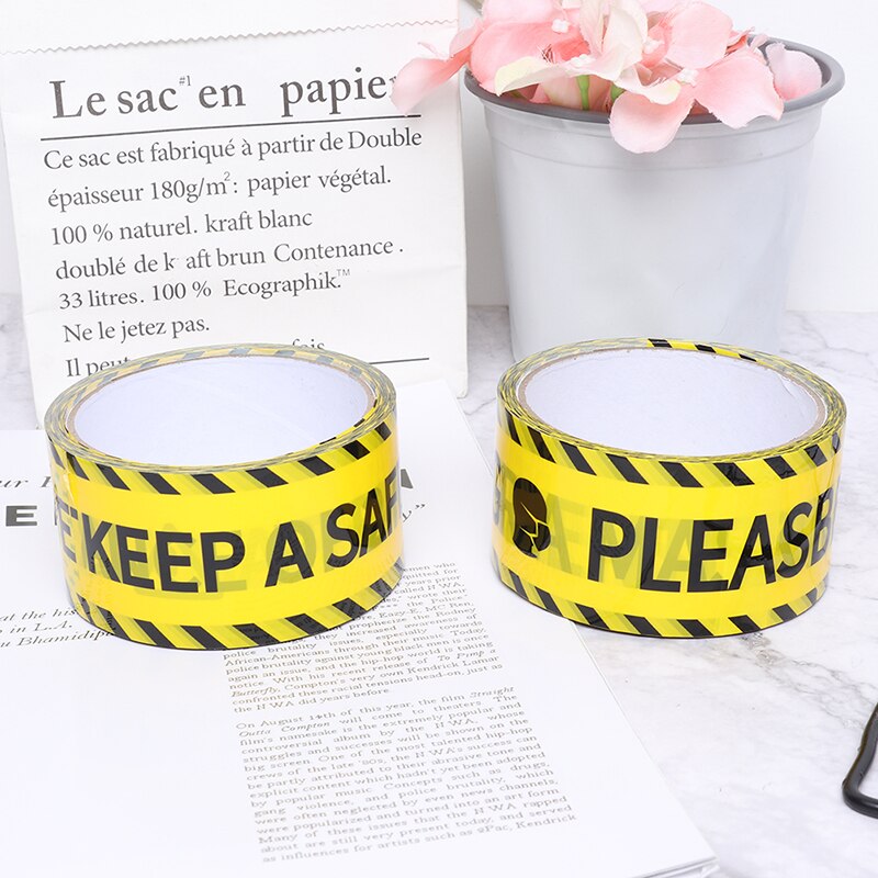 1Roll 48mm*25mm Warning Isolation Tape Danger Caution Barrier Remind Tapes DIY Sticker