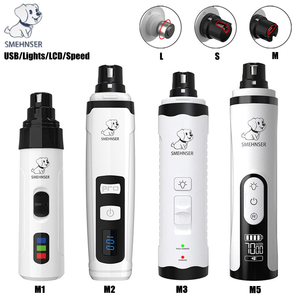 Cortaúñas para perros, cortador eléctrico para perros pequeños y grandes, amoladora de uñas con luz LED, recortador de aseo silencioso para uñas