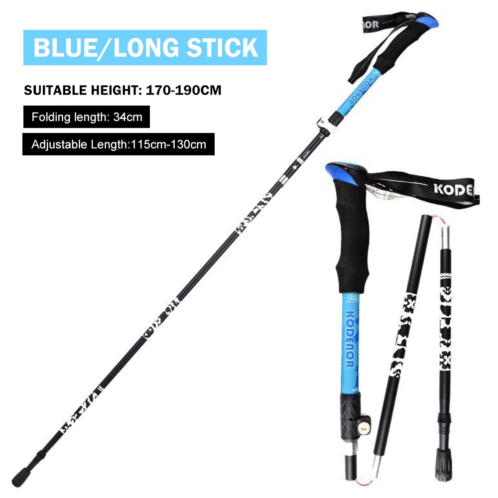 Sammenklappelig trekking stang stød vandring gå trekkingstænger pindjuster stokke 5- sektioner teleskopiske vandrestokke