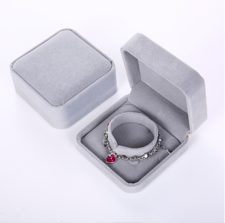 ATTRACTTO Rosa & Grau Plüsch Armband Box Pounches Verpackung Box Für Halskette Armband Ohrringe Schmuck Verpackung Plüsch Box SXR190001: SXR190002GY