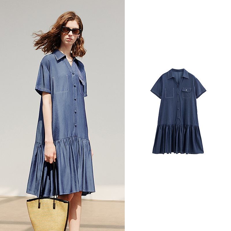 TOYOUTH Women Dress Summer Short Sleeve Casual Dress 8529059: XL / DEEP BLUE