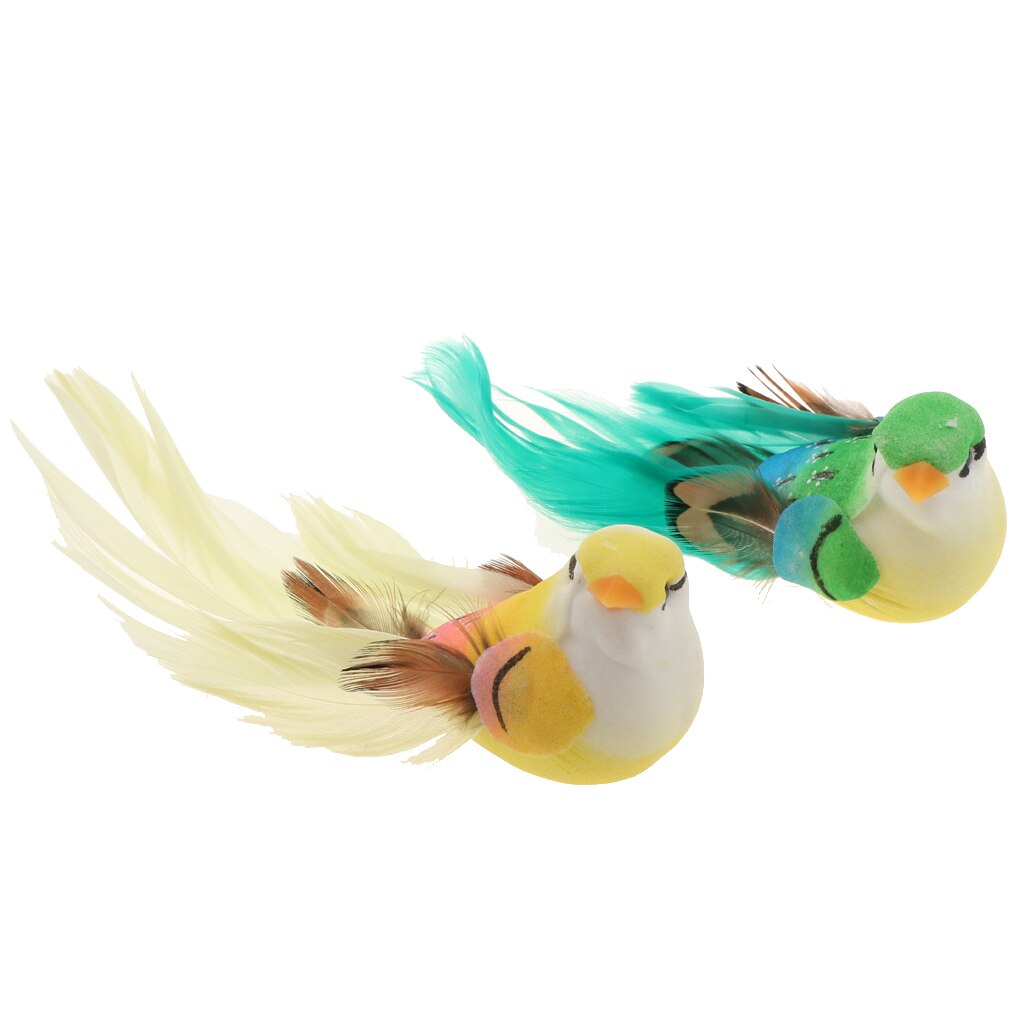 2Pcs Kleurrijke Kunstmatige Schuim Vogel Met Clip Thuis Bruiloft Diy Kit Decoratieve