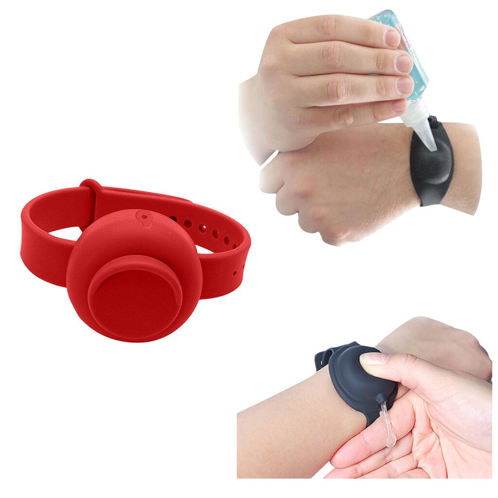 1PC Adult Kid Liquid Wristband Hand Dispenser Handwash Gel With Whole Sanitizing pulsera dispensadora de gel hidroalcoholico: Red