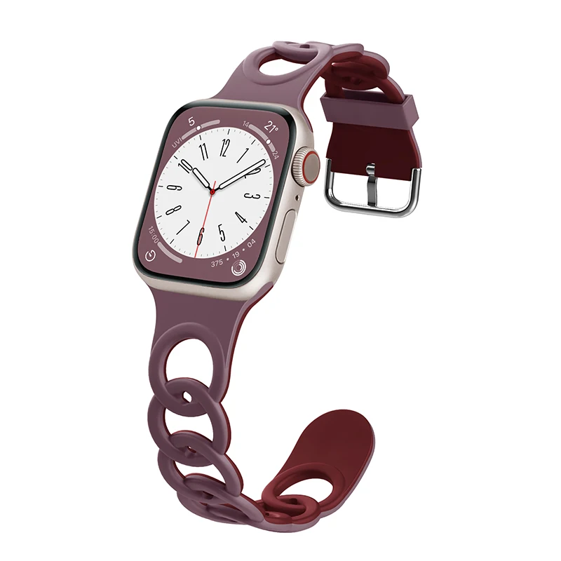 Pasek do Apple Watch Band Ultra 49mm 44mm 40mm 45 Mm 41mm 38mm 42mm Sportowa silikonowa bransoletka z pętlą IWatch Series 8 7 6 3: Fioletowy przeciwmgielne / 12mm