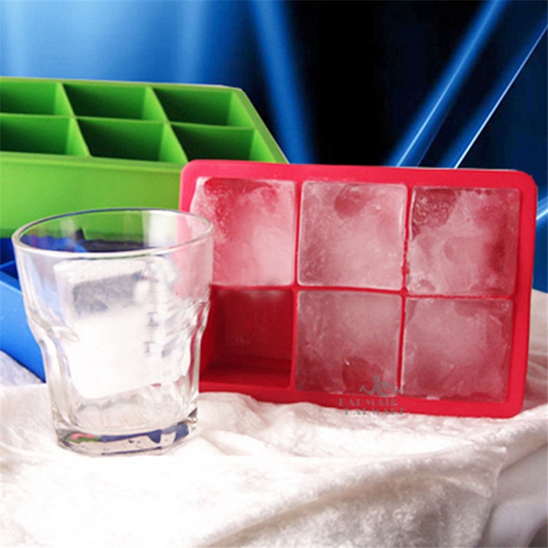 Ice Mold Silicone Ice Cube Tray Mould Shape Ball 6-Square Soft Silicone Ice Cube Tray Ice Maker Jelly Pudding Mould