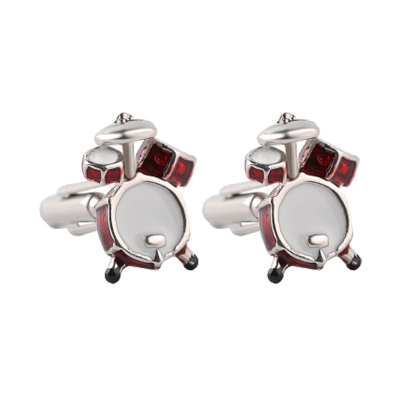 Creatieve Muziek Drum Manchetknopen 3D Rood Wit Drum Manchetknopen Voor Mannen Franse Shirt Party Bruiloft Sieraden Voor Mannen Ideeën