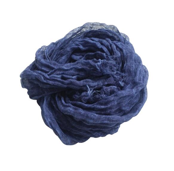 Japansk unisex stil vinter rynke tørklæde rent linned solider farve lange kvinder tørklæder sjal varme mænd tørklæde 60 x 180cm: Farve 4