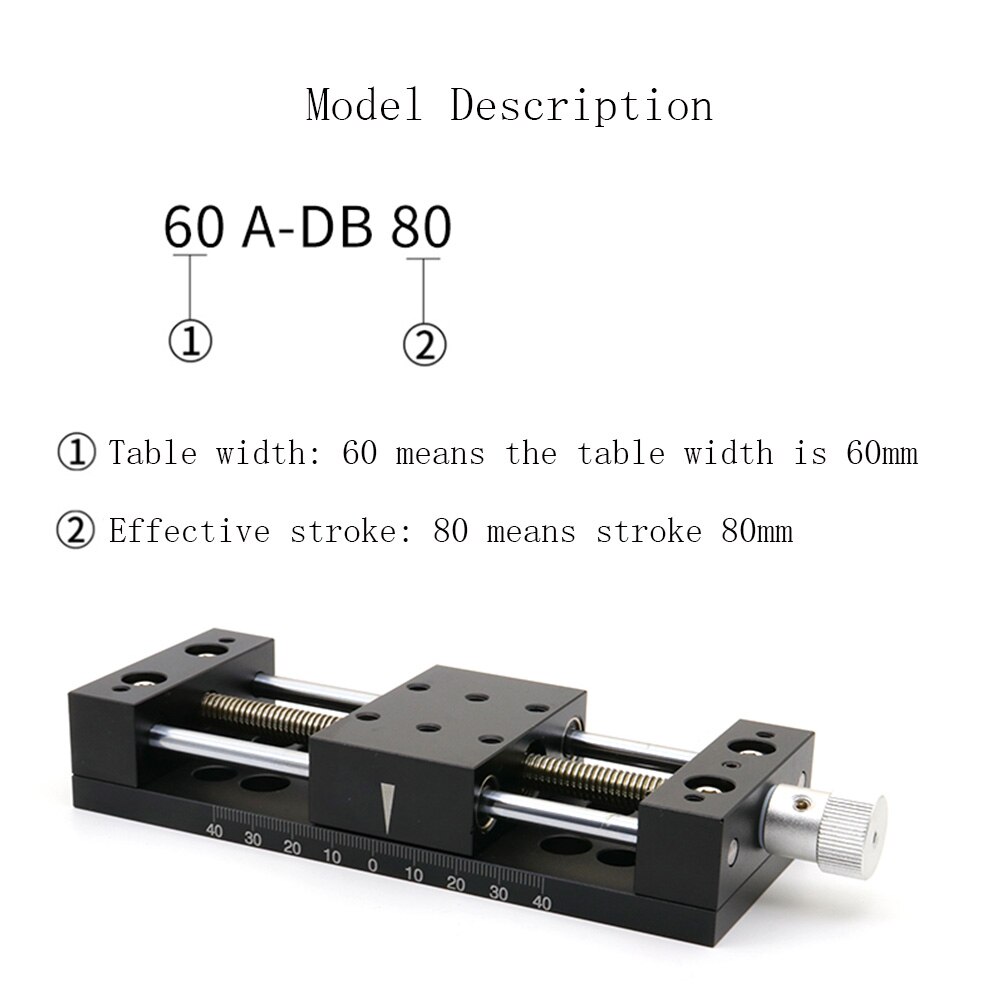 X single axis displacement table 20A-DB10 Manual Linear Stage Translation Displacement Platform Station 20x20mm Platform Size