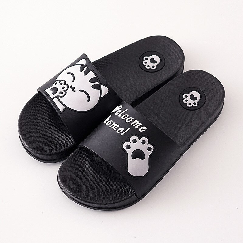 Sommer tøfler kvinner sko utendørs sklisikre åpen tå flip flops strand lysbilder sandaler tegneserie hjemme tøfler søt katt kvinne: 1 / 39