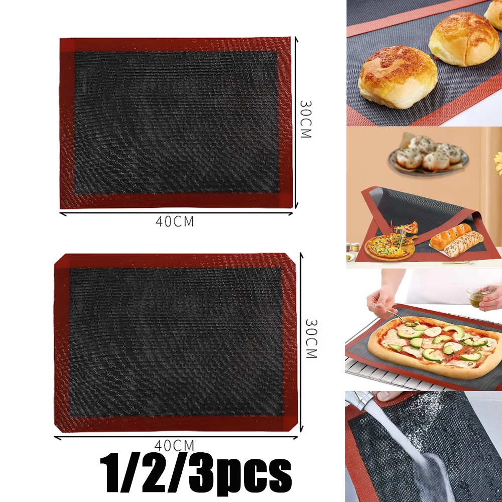 1/2/3 stk. 30 x 40cm silikonmatte stekebrett bakenett pustende non-stick bakematte påføres kake- og kjekskjøkkenmatte