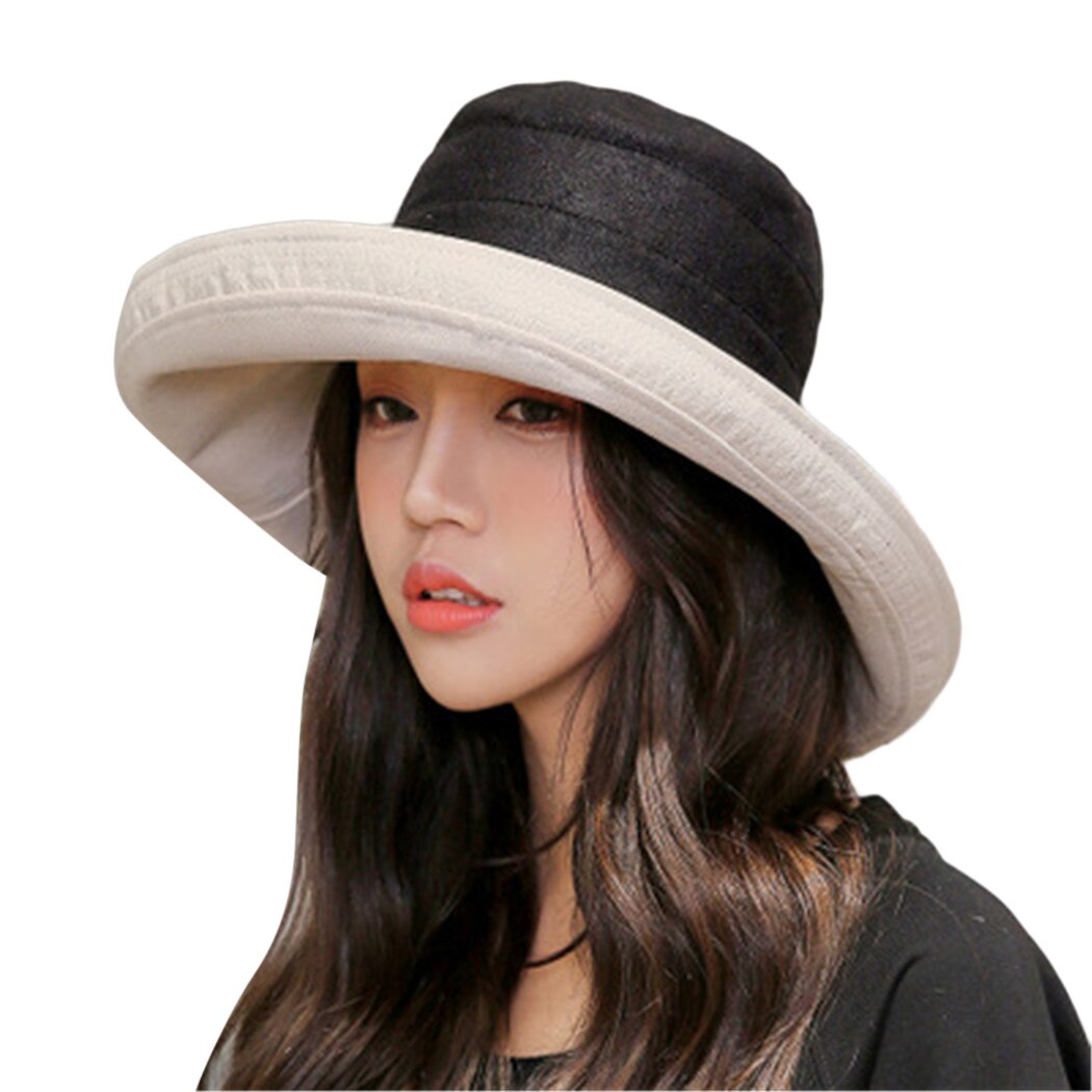 Liva Girl Brand Foldable Summer Beach Sun Hat Big Brim Hats Women Sun Hats Korean Cotton Outdoor UV Protection Sun Hats