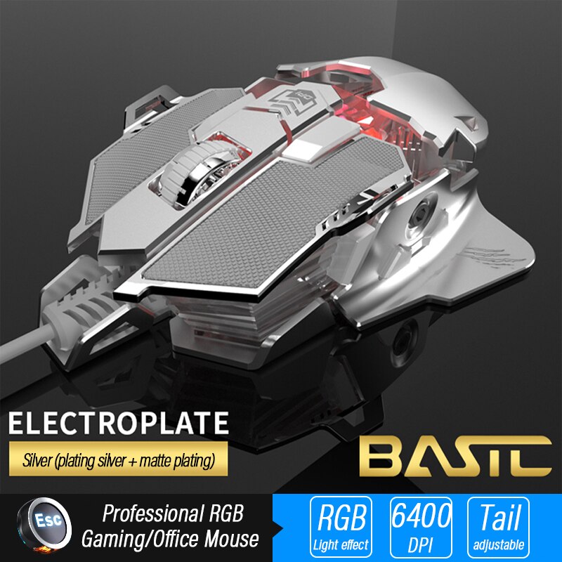 Ergonomische Gaming Muis Computer-Muizen Gamer Bedrade Laptop Usb-Kabel Optische Verstelbare Staart Muis Professionele Muis Gamer 6400dpi