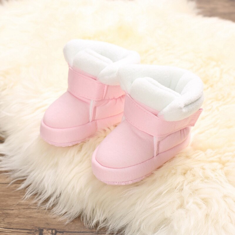 Vintervarma stövlar skor baby flickor bomull mjuk sula bootie skor första promenadskor: Rosa / 13-18 månader