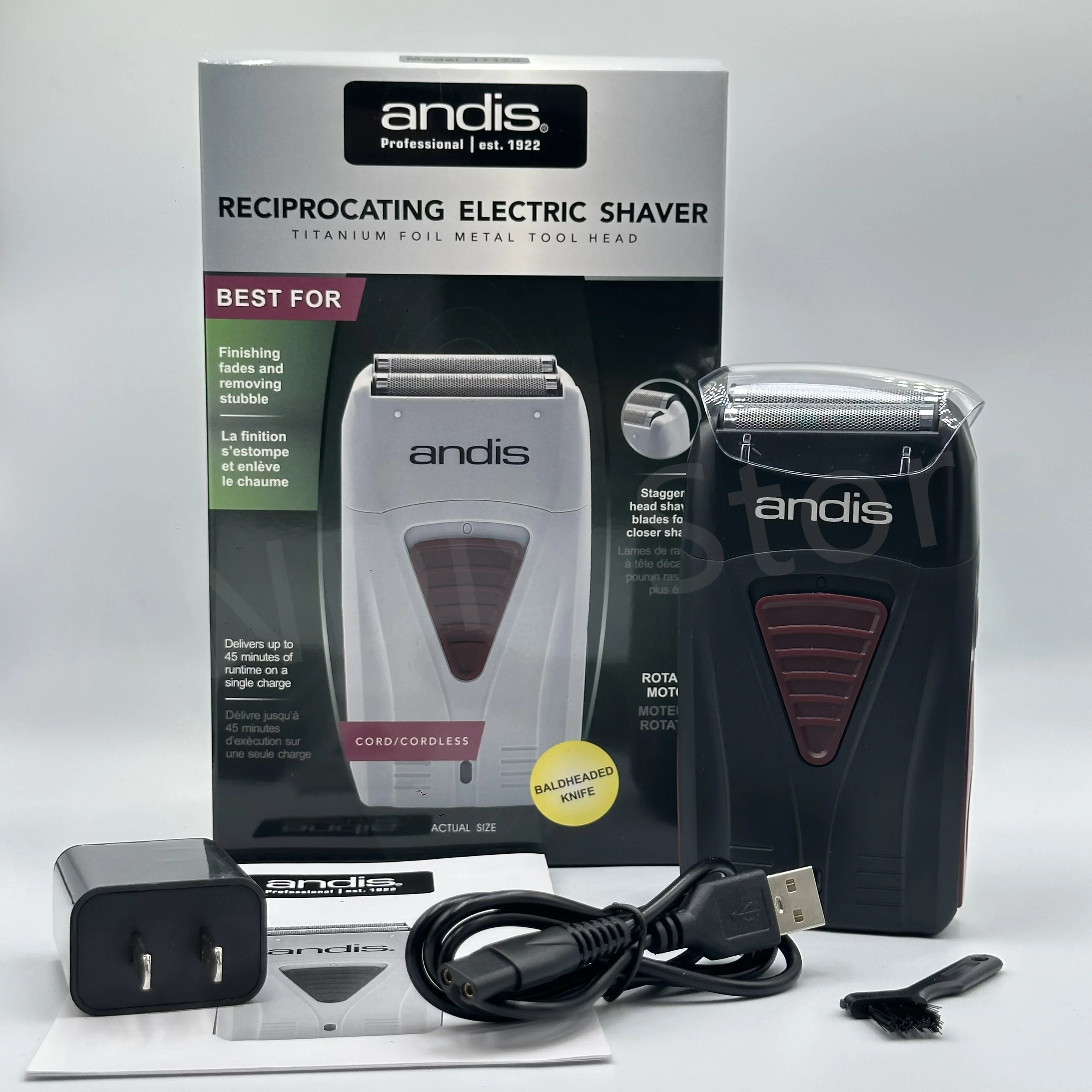 Afeitadora eléctrica Original Andis 17170 de litio para limpieza del cabello de barbero para hombres, maquinilla de afeitar para Barba, máquina de afeitar calva: Rojo