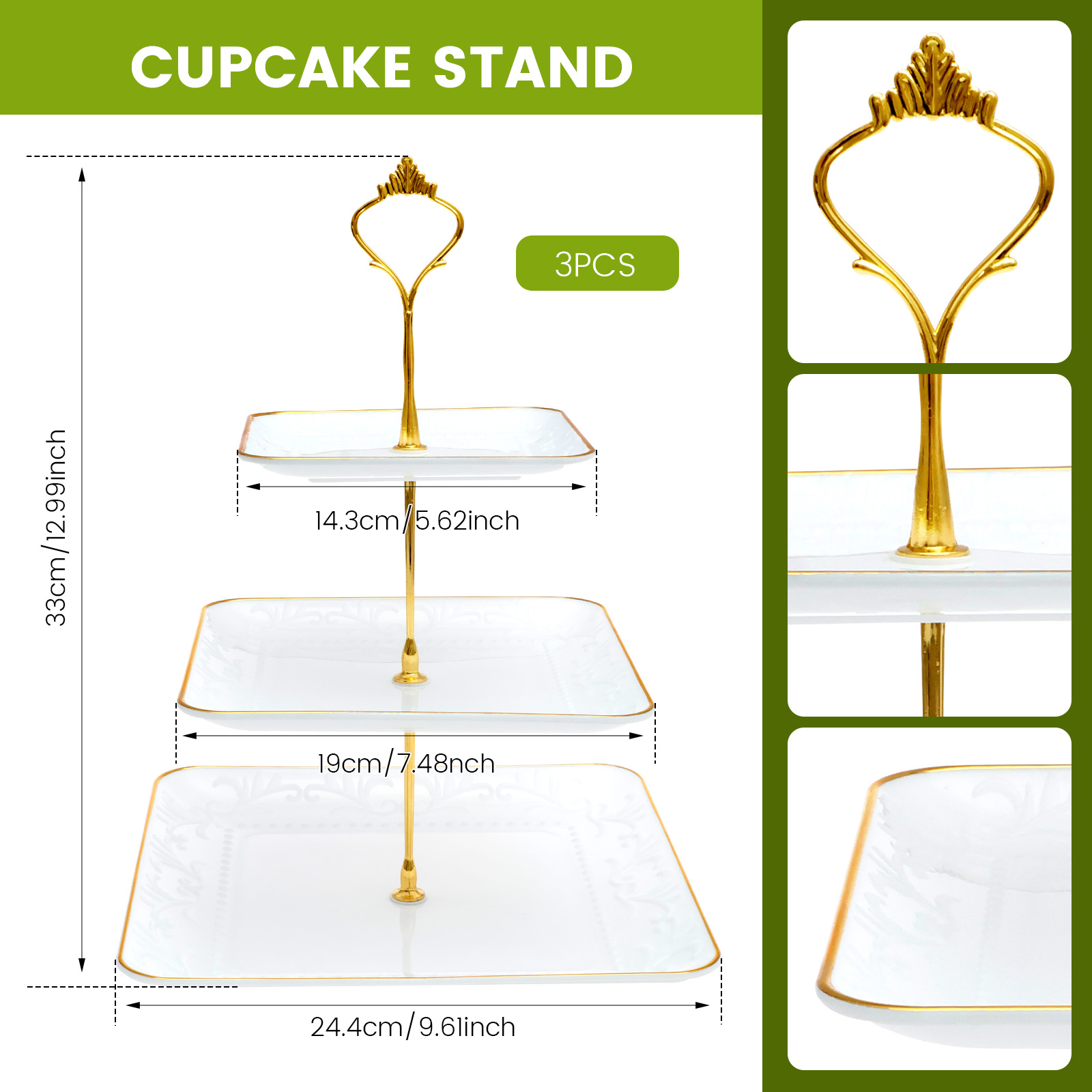3-Tier Cupcake Stand Cake Cupcake Display Toren Meerlaags Fruitschaal Cupcake Rek Serveren Dessert Houder Bruiloft Decor