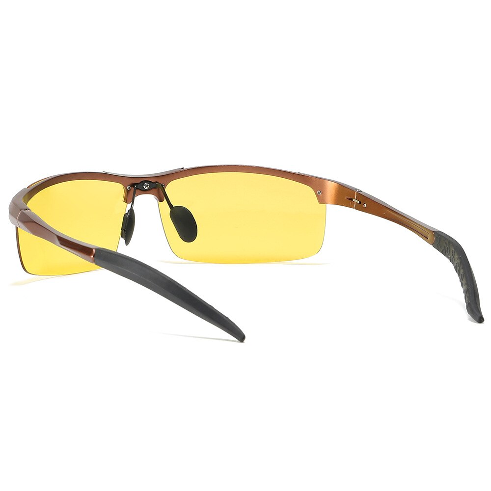 Herre aluminiums sports polariserede fotokromiske briller til kørsel dag nattsyn anti blænding gul til brun overgangs linse 5933