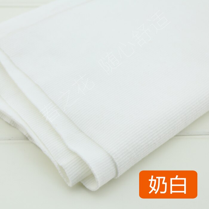 20X 100cm 2x2 Cotton knitted rib cuff fabric stretchy cotton fabric for DIY sewing clothing making accessories fabric: Ivory