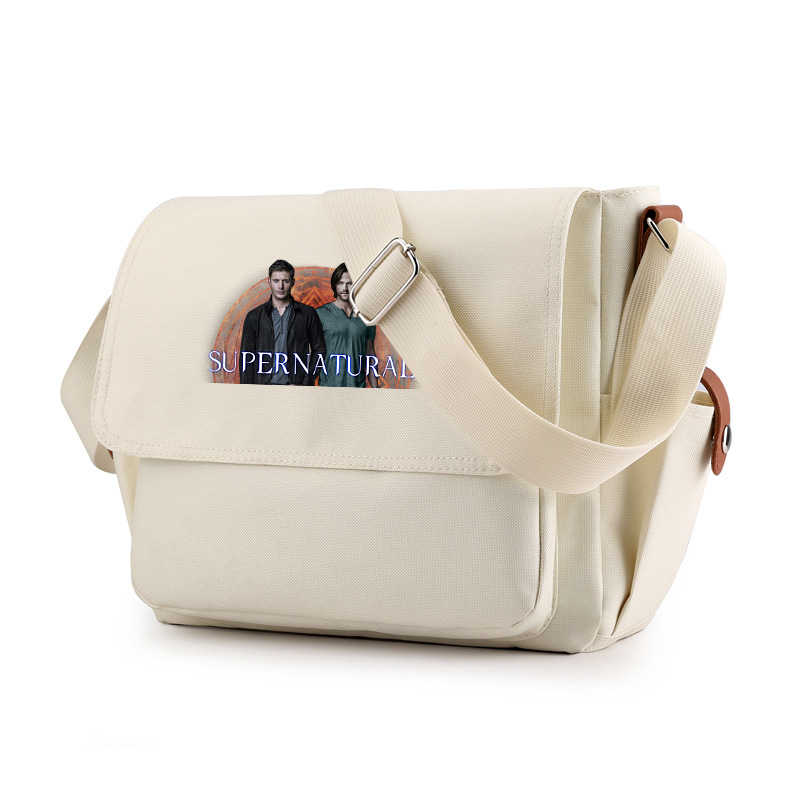 Supernatural Casual Messenger Bag School Shoulder Bag For Students Children Teenager Vintage Canvas Crossbody Bag: Clear