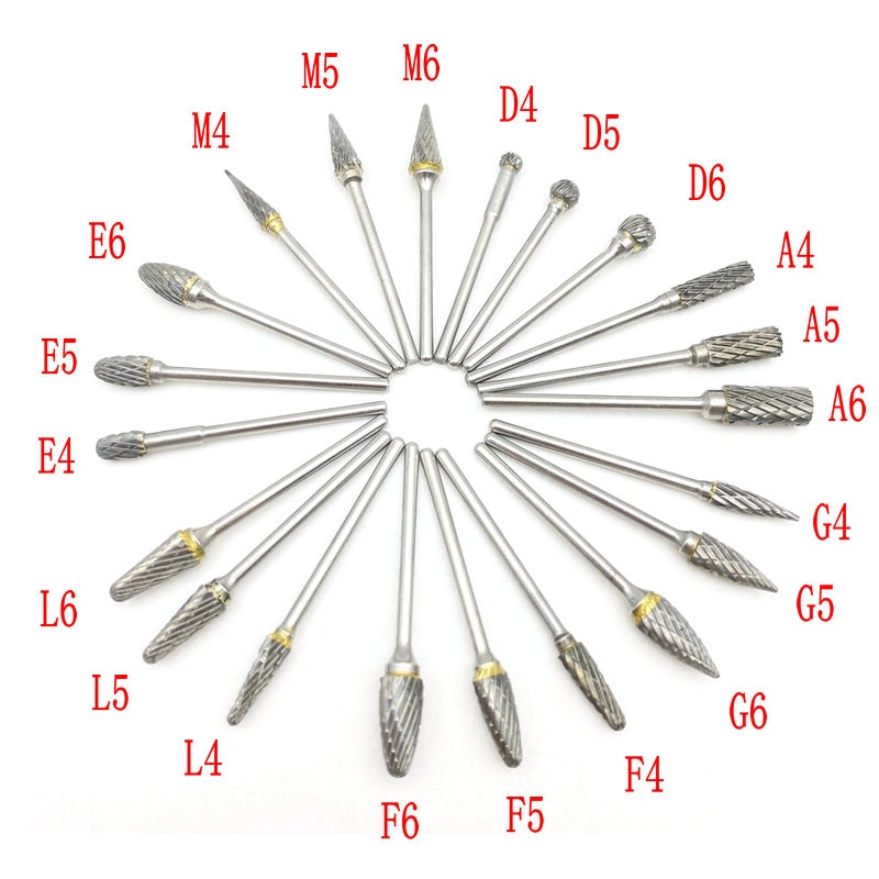 2.35mm Shank Tungsten Steel Carbide Bur Cutter Rotary Tool Burr Double Diamond Cut Rotary Dental Polishing Tools