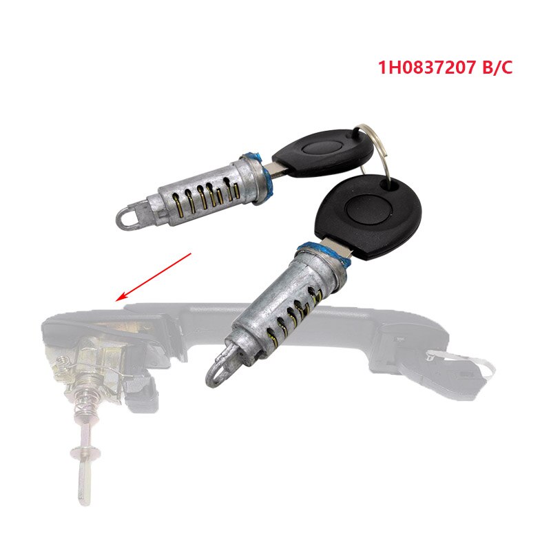 Kit de réparation de serrure de porte de voiture, pour VW Golf III Golf III Variant VENTO 1991-1999 1H0837207C 1H6 827571: 2 lock core  keys