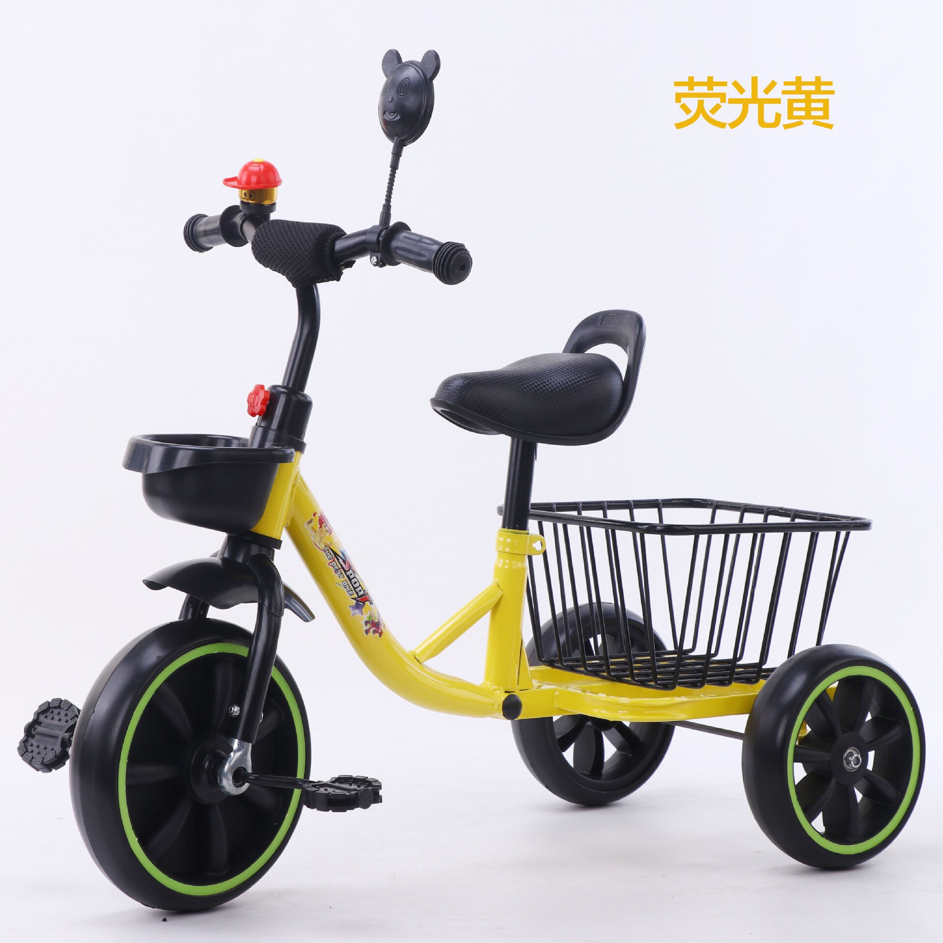 LazyChild Children&#39;s Tricycle Bicycle 2--6 Years Old Baby Bike Baby Carriage Toy Car With Music Light High Carbon Steel Frame: yellow 