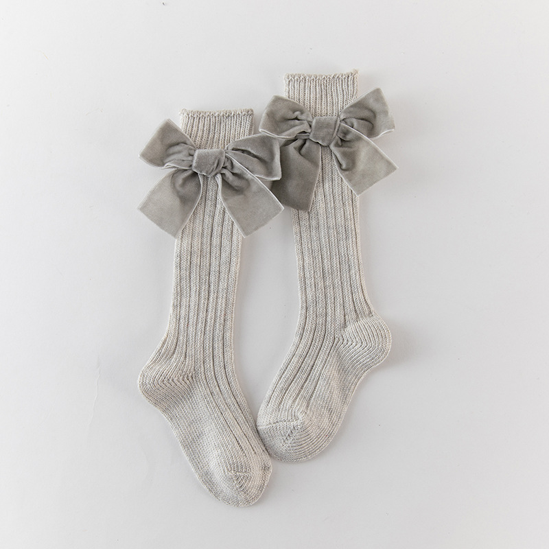 Kniestrümpfe für babys und kleinkinder, baumwollsocken mit großer schleife, weiche, lange socken für babys und kleinkinder, niedliche kniestrümpfe: 2 / S (0-2t)